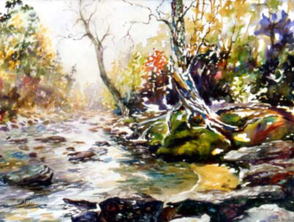 Sope Creek Tree, Mountain Stream Watercolor Painting tutorial