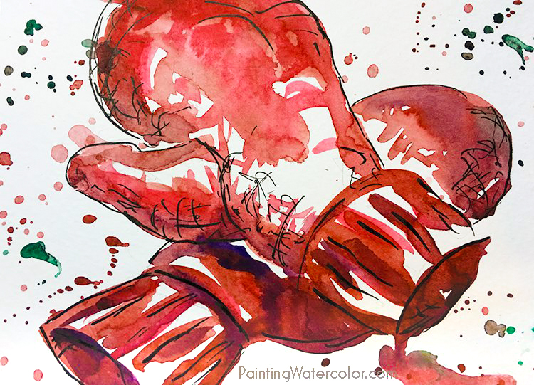 Christmas Card mittens watercolor painting