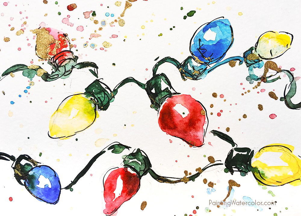 Christmas Card light watercolor painting