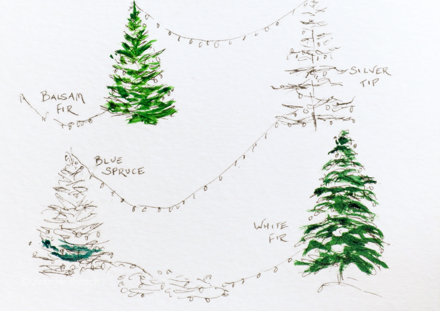 12 Days of Christmas Cards, Christmas Trees