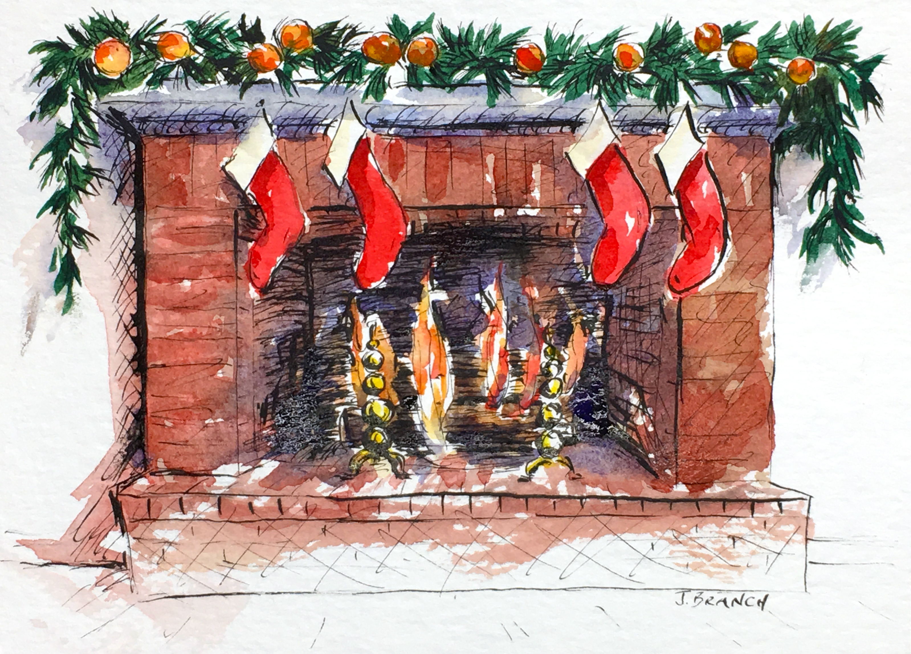 Christmas Card Hearth by Jennifer Branch