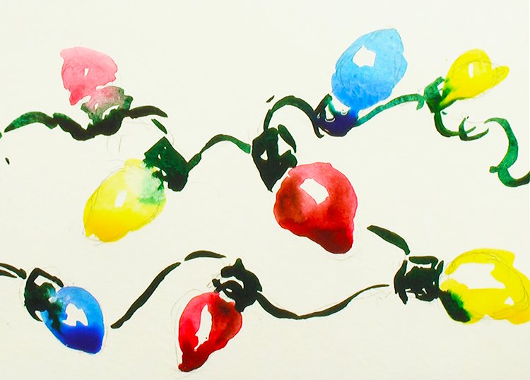 Christmas Card Retro Lights 2