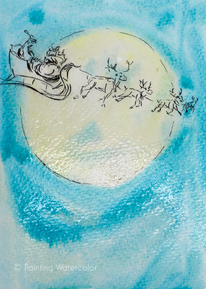 Christmas Card Santa Moon 2