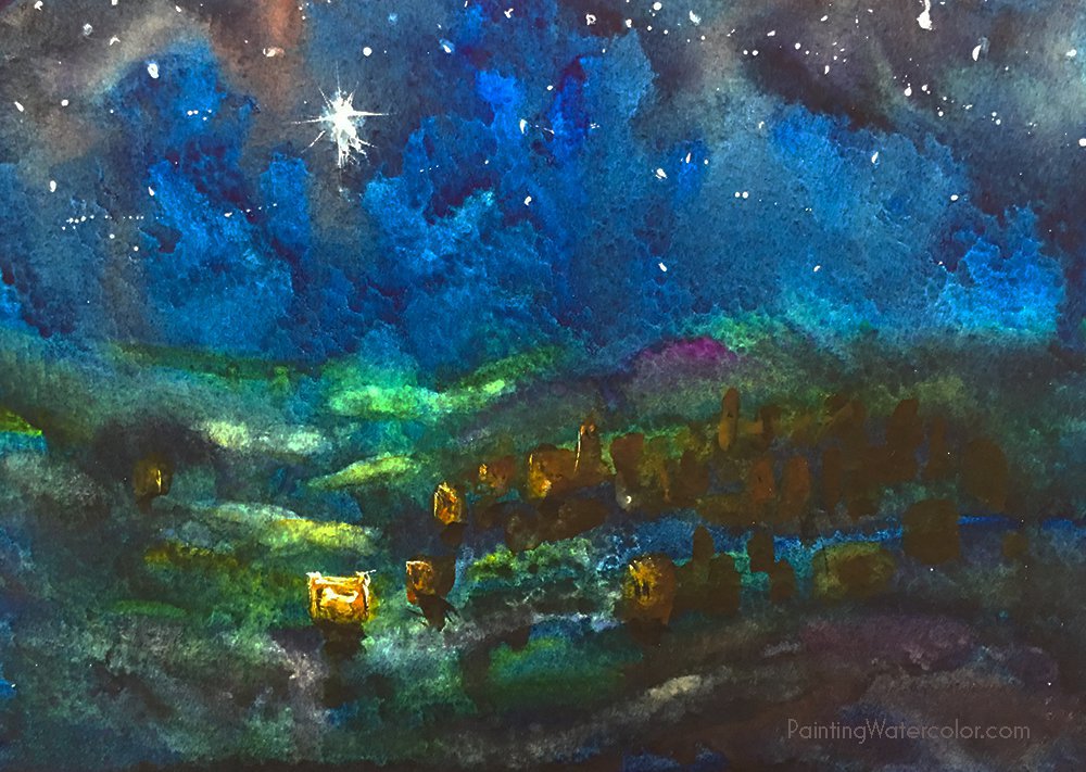 12 Days of Christmas Cards, Starry Night by Jennifer Branch