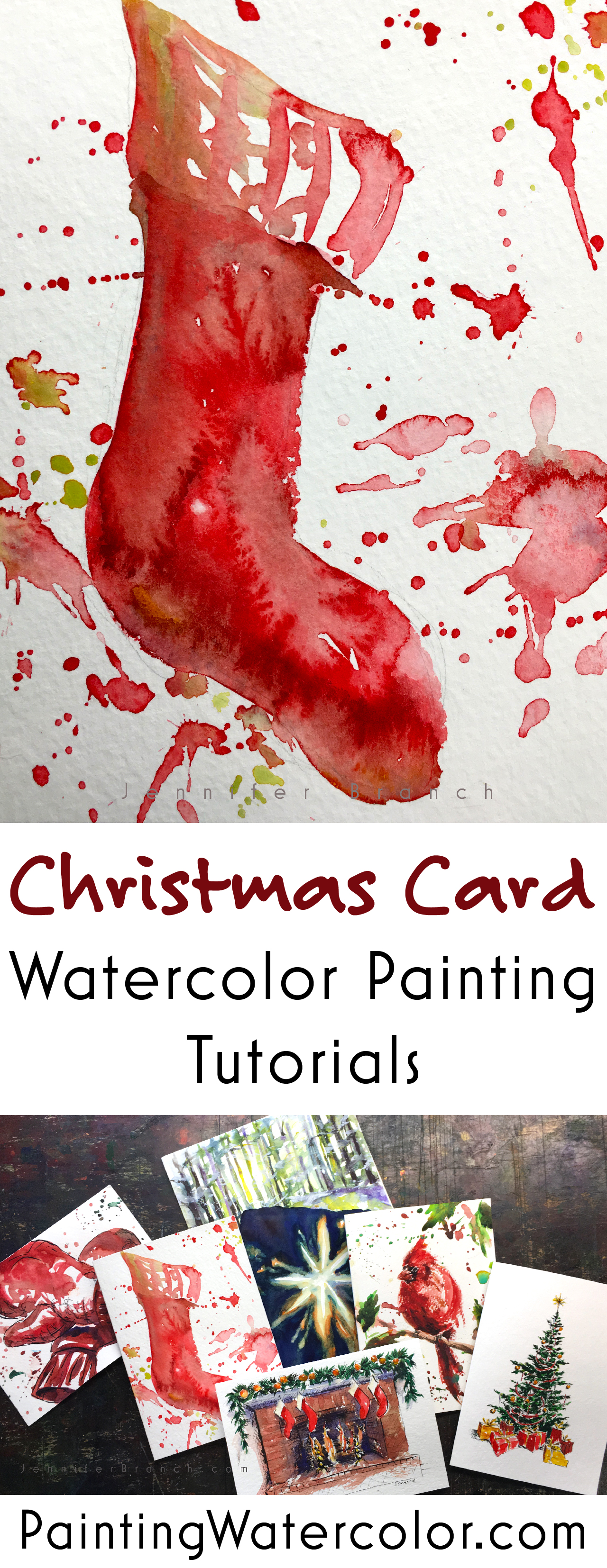 Paint beautiful Christmas cards for your family and friends. This charming Christmas stocking takes less than 5 minutes to paint! Youtube video!