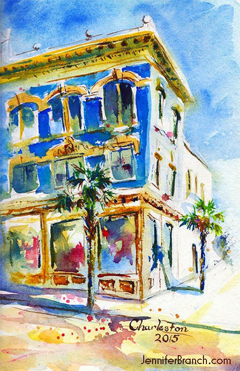 Blue House, Charleston, Sketch by Jennifer Branch