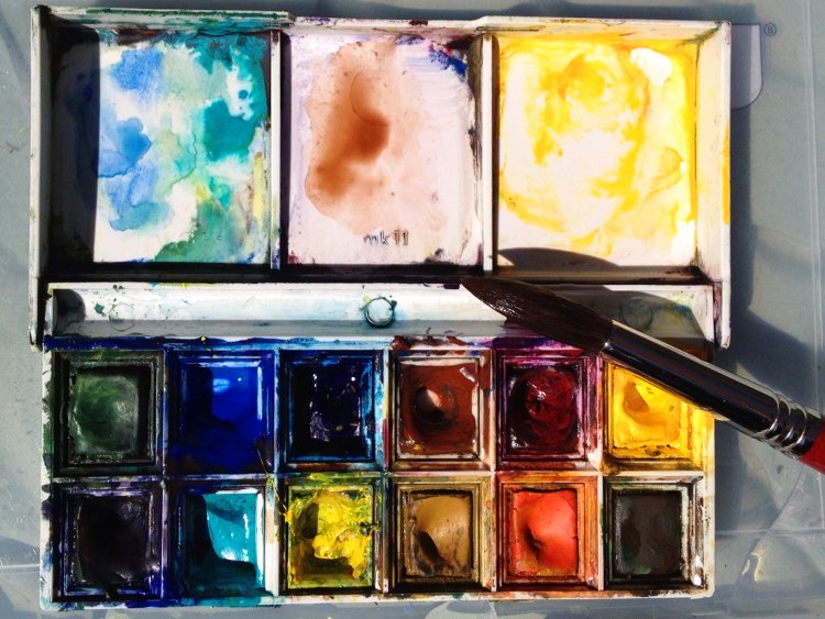 Winsor and Newton watercolor painting palette