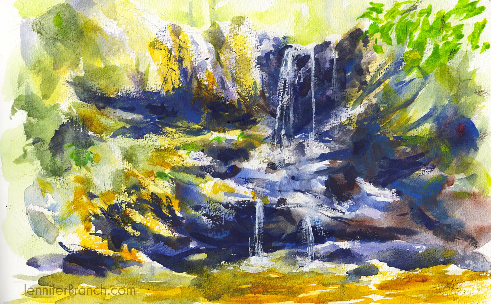 sketching a Georgia waterfall.