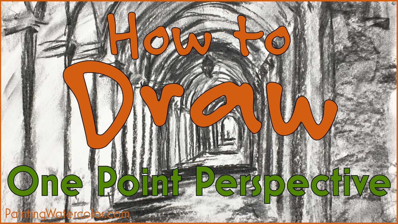 How to Draw One Point Perspective watercolor painting lesson by Jennifer Branch