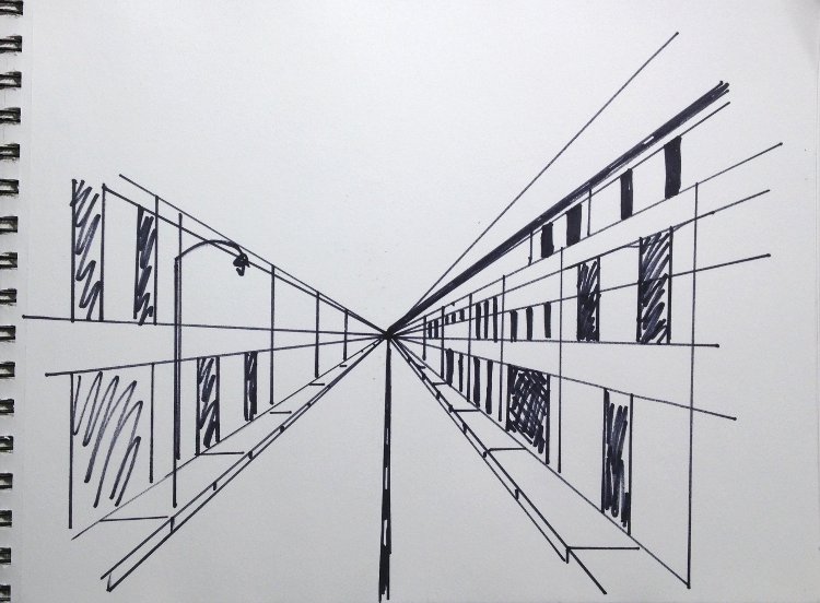 One Point Perspective Drawing Street Easy - Folkscifi