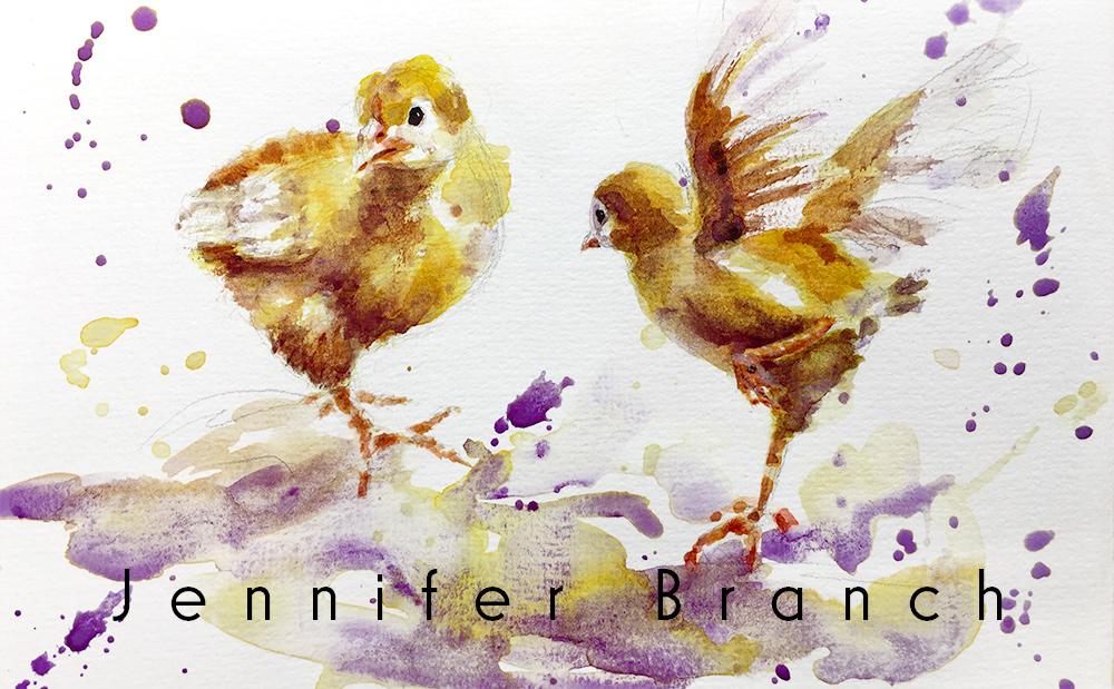 Baby Chicks Sketch watercolor painting lesson by Jennifer Branch