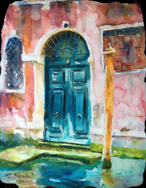 Blue Door, Venice Watercolor Painting tutorial