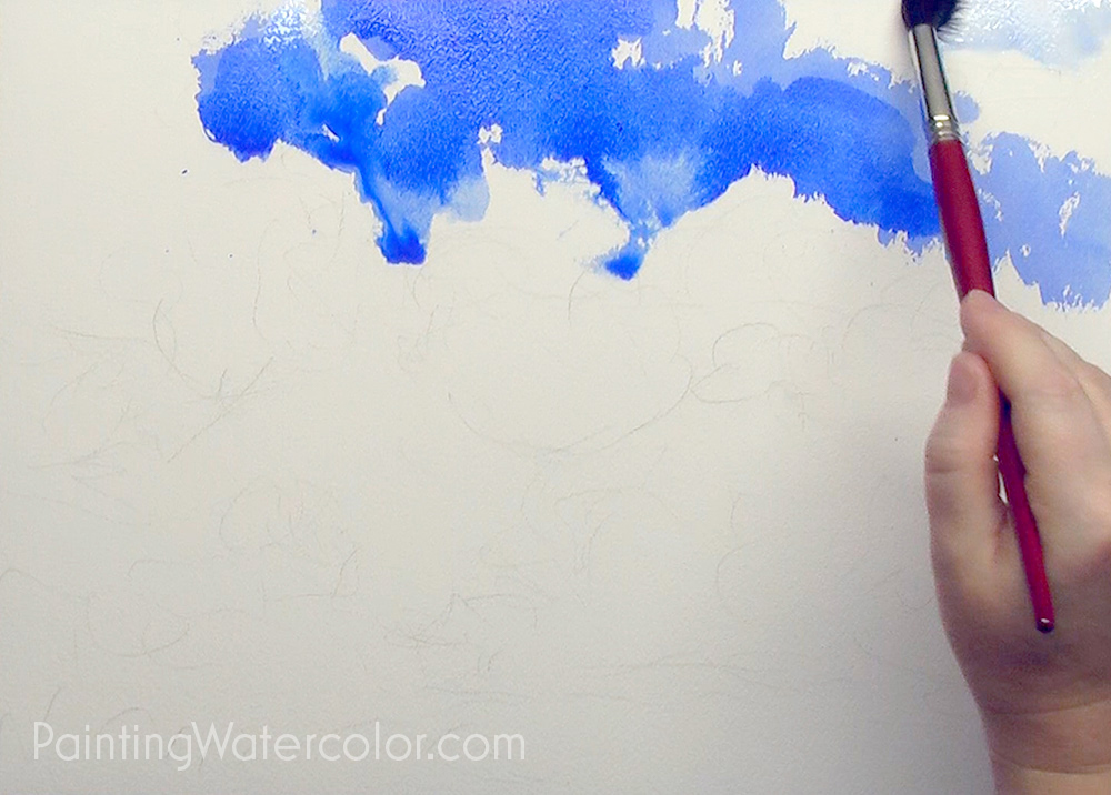 Blue Sky Sketching Watercolor Painting Lesson 1