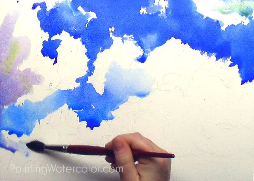 Blue Sky Sketching Watercolor Painting Lesson 2