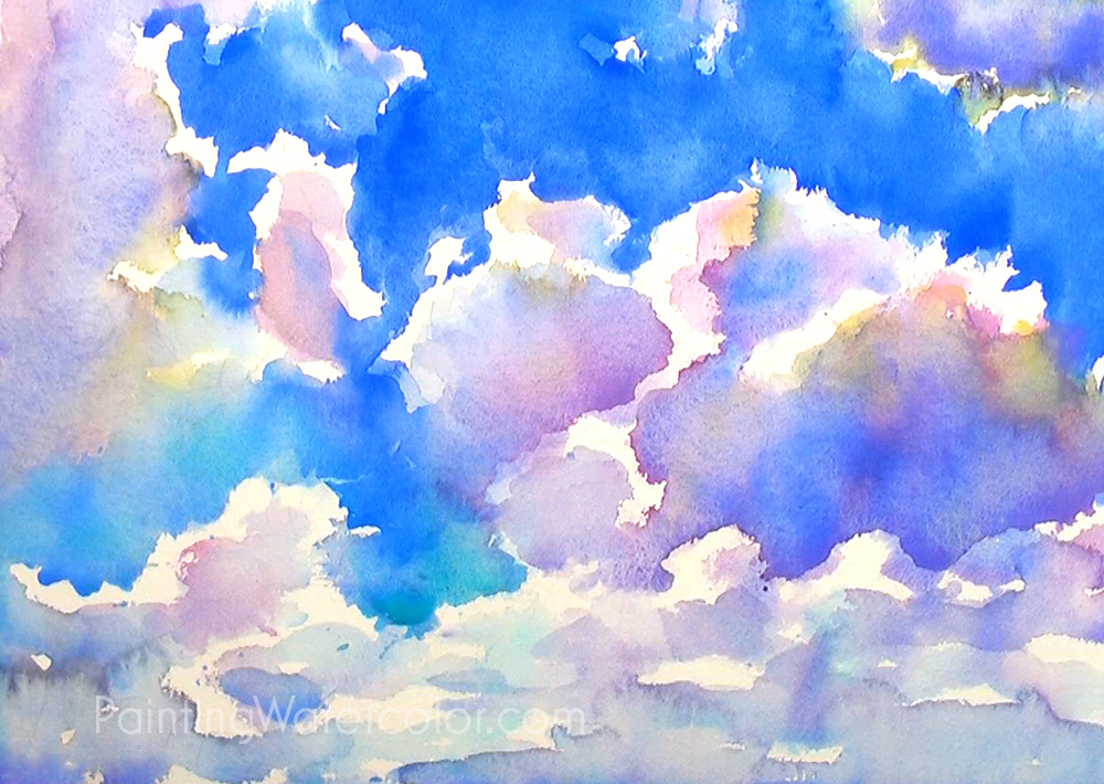 tutorial: how to paint clouds with watercolor + white gouache 