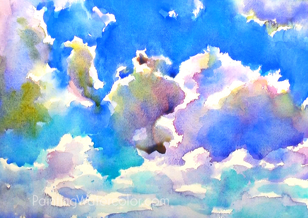 Blue Sky Sketching Watercolor Painting Tutorial 6