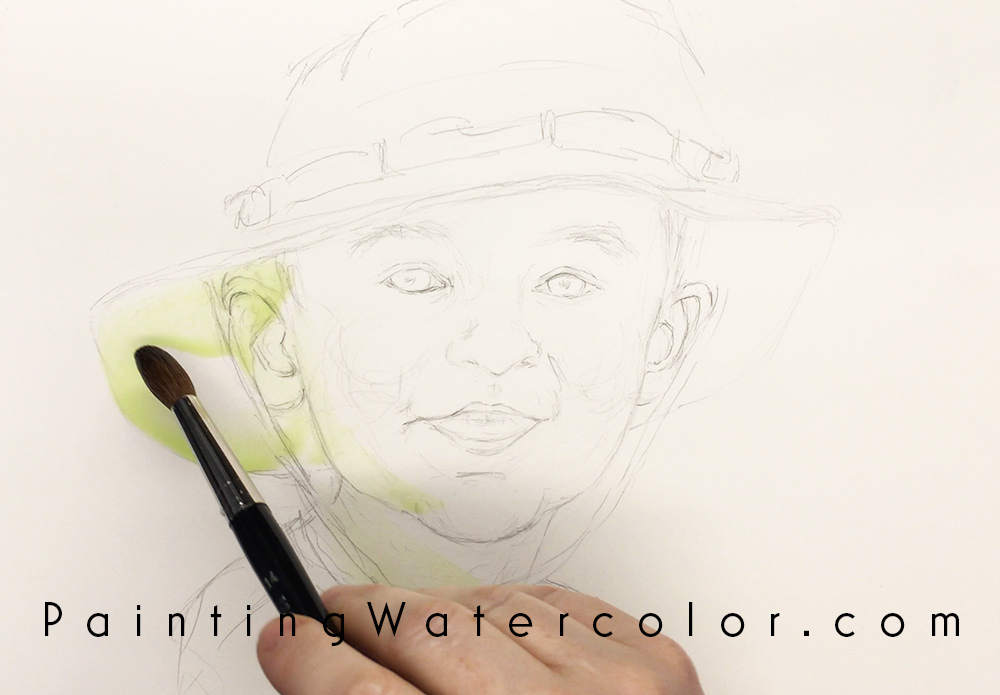 Boy in Hat Portrait Watercolor Painting Lesson 1
