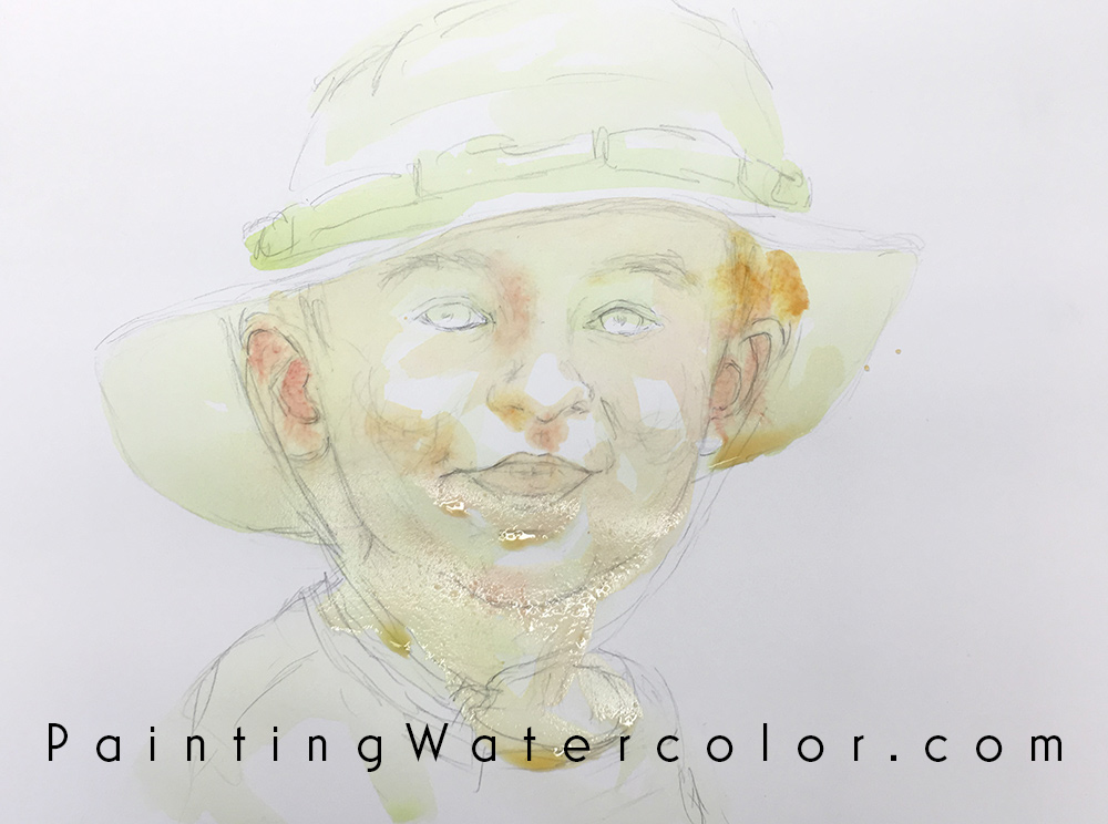 Boy in Hat Portrait Watercolor Painting Lesson 2