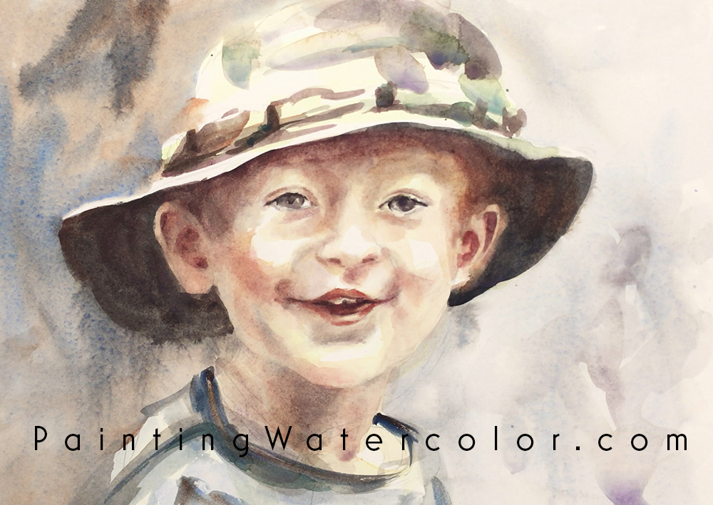 Boy in Hat Portrait Watercolor Painting Tutorial 7