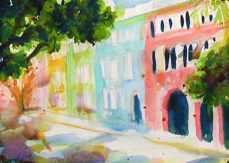 Painting Rainbow Row, Charleston Painting Tutorial 4