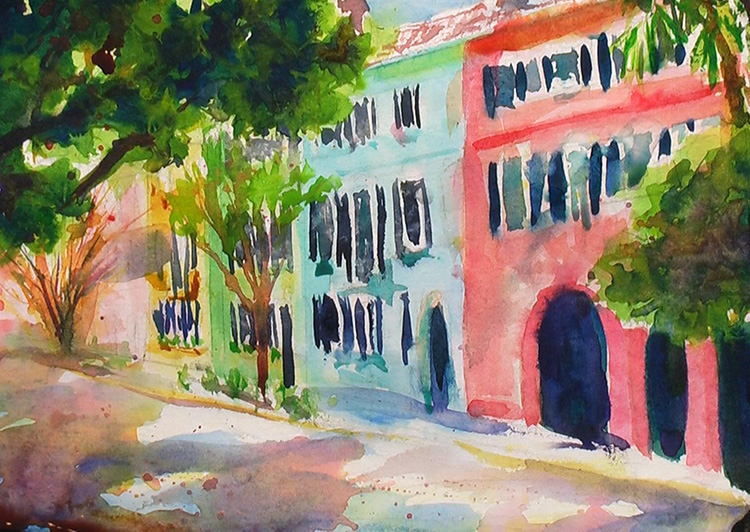 Painting Rainbow Row, Charleston Painting Tutorial 5