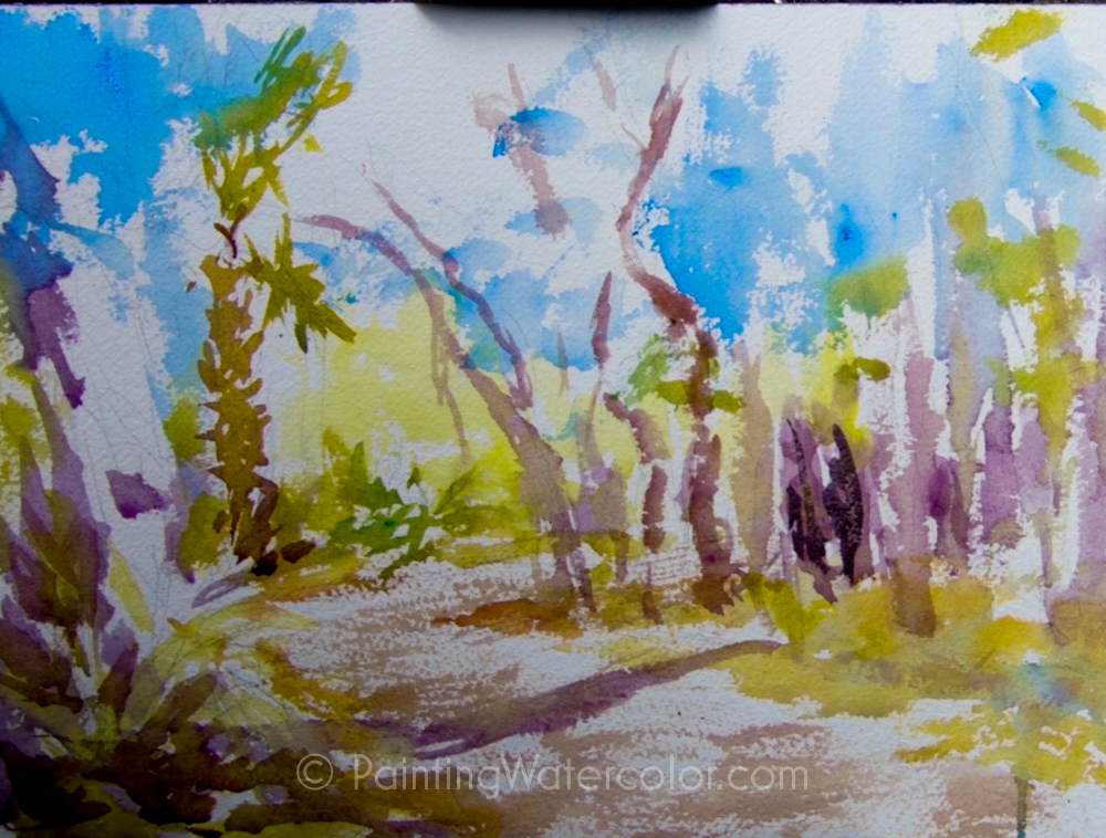 Coastal Road Sketch Watercolor Painting Lesson 2
