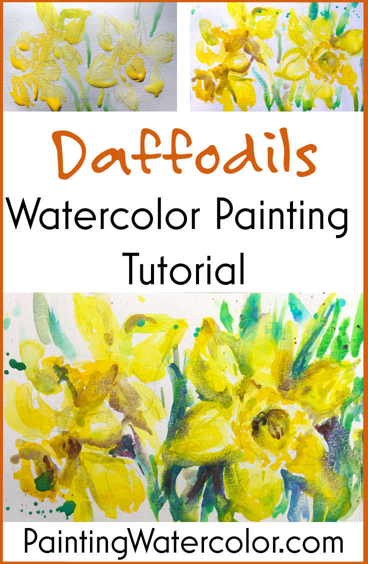 Daffodils Watercolor Sketch watercolor painting tutorial by Jennifer Branch