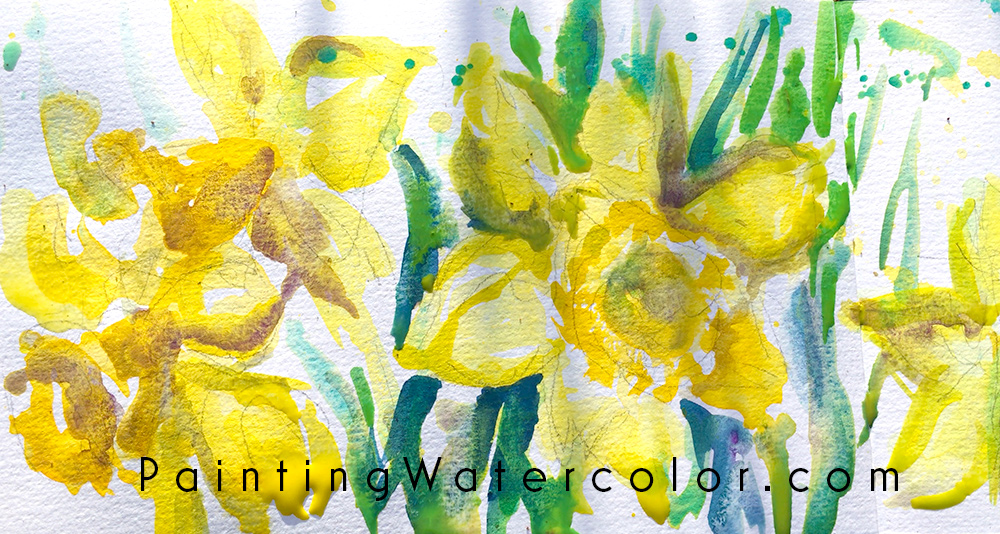 Daffodils Watercolor Sketch Watercolor Painting Tutorial 6