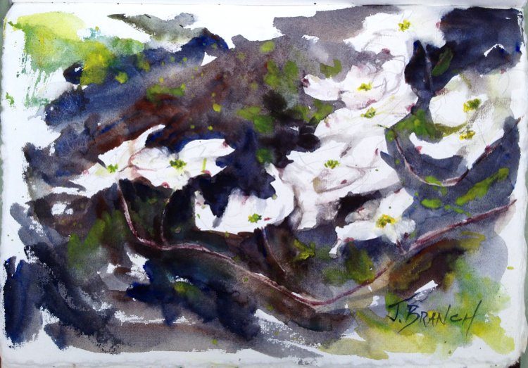 Dogwood Flowers watercolor painting lesson by Jennifer Branch