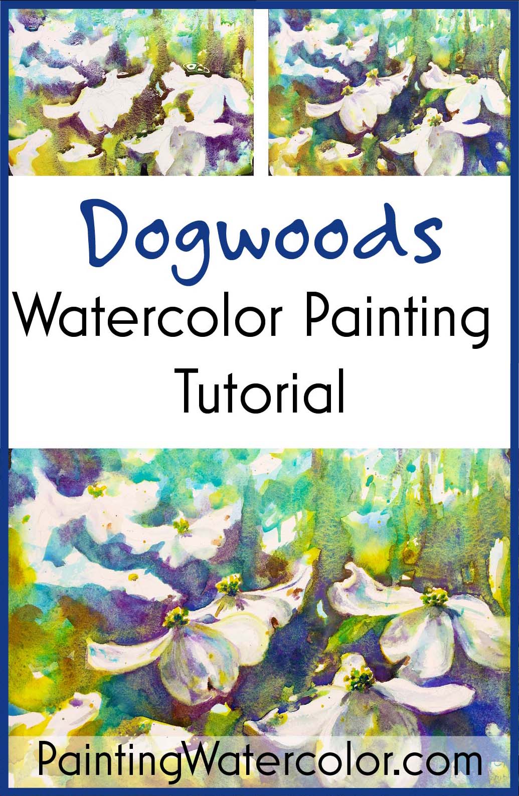 Dogwoods watercolor painting tutorial by Jennifer Branch
