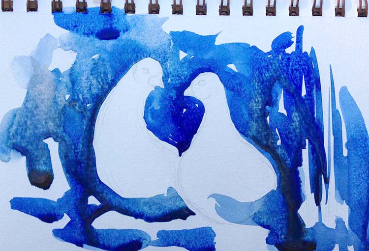 Valentines Day Doves Watercolor Painting Lesson 2
