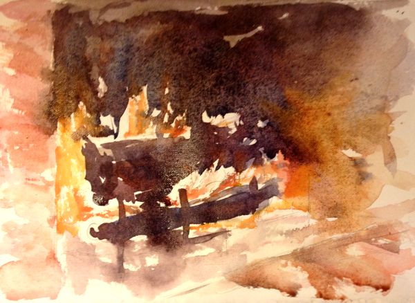 Fire in the Fireplace Painting Tutorial 4