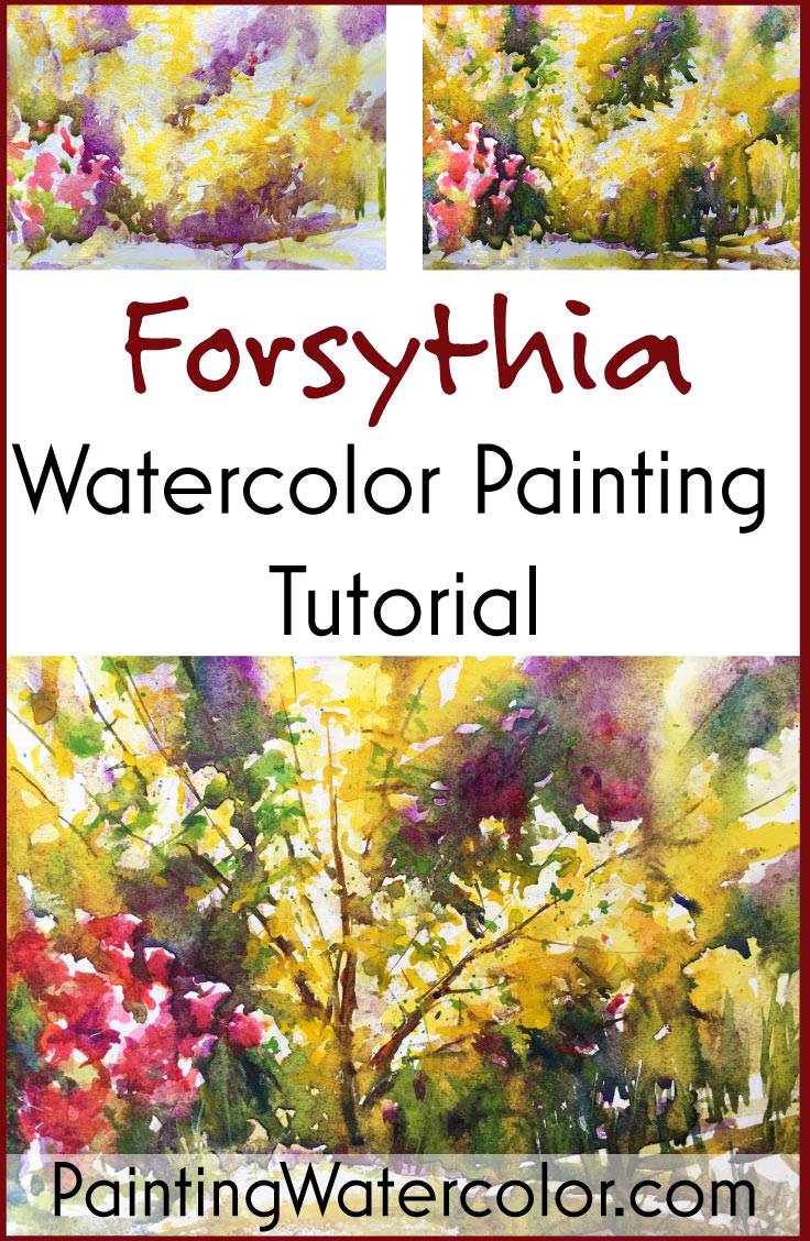 Forsythia watercolor painting tutorial by Jennifer Branch