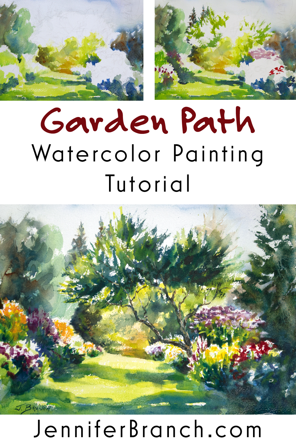 Garden Path Painting Tutorial watercolor painting tutorial by Jennifer Branch