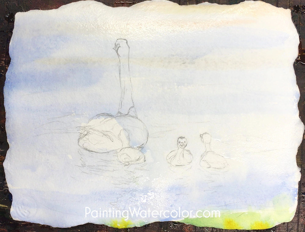 Canadian Goslings Reflections Watercolor Painting Lesson 1