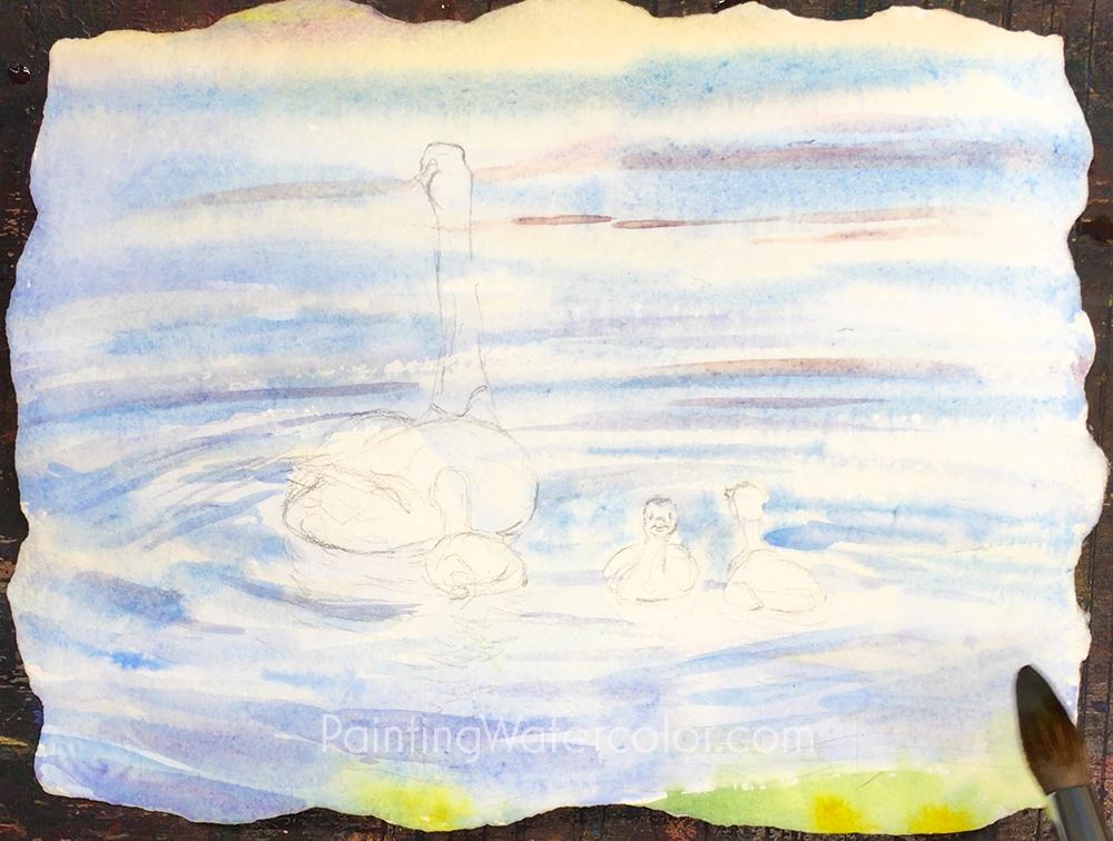 Canadian Goslings Reflections Watercolor Painting Lesson 2