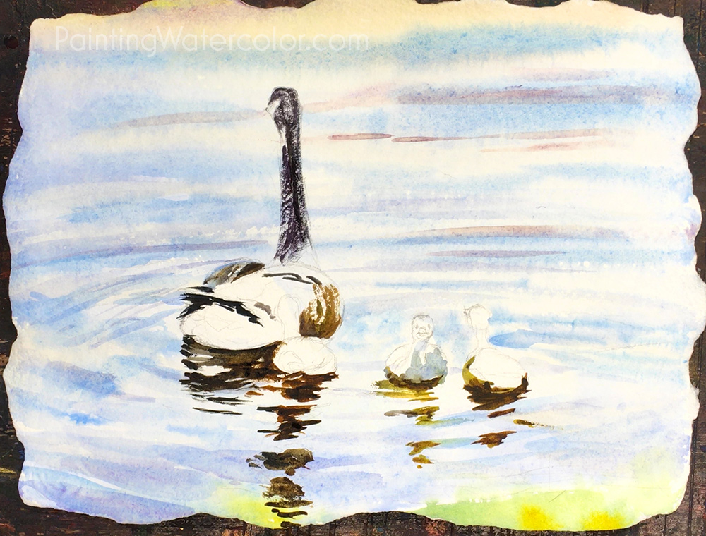 Canadian Goslings Reflections Painting Tutorial 4