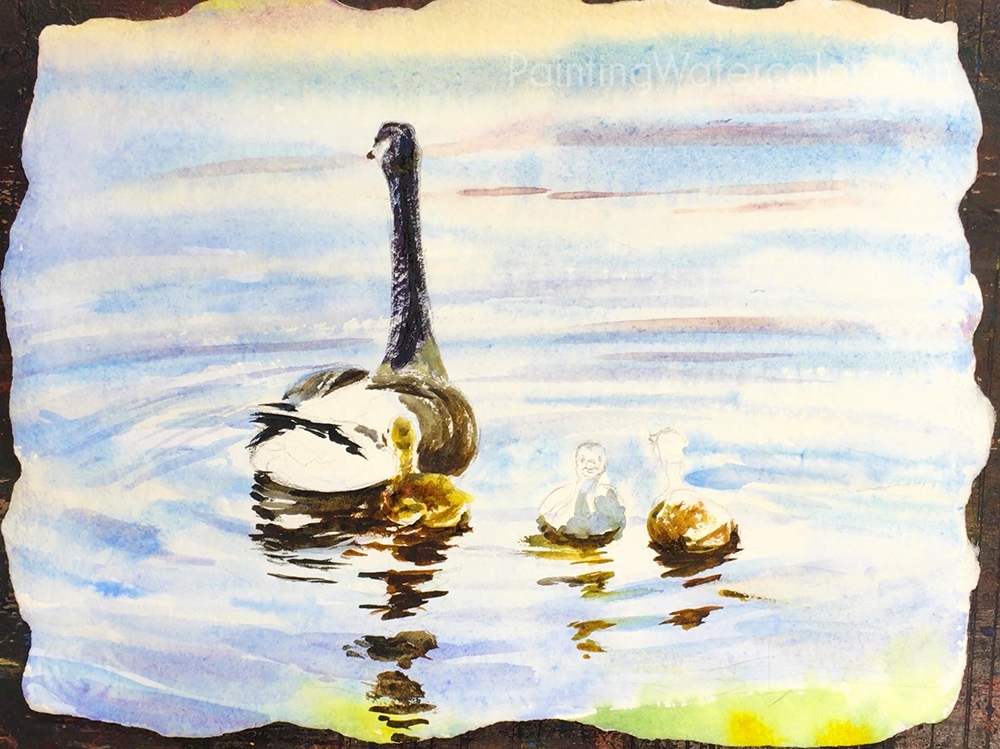 Canadian Goslings Reflections Painting Tutorial 5