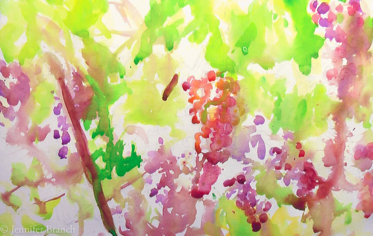 Painting Grape Vines in Watercolor Painting Tutorial 3