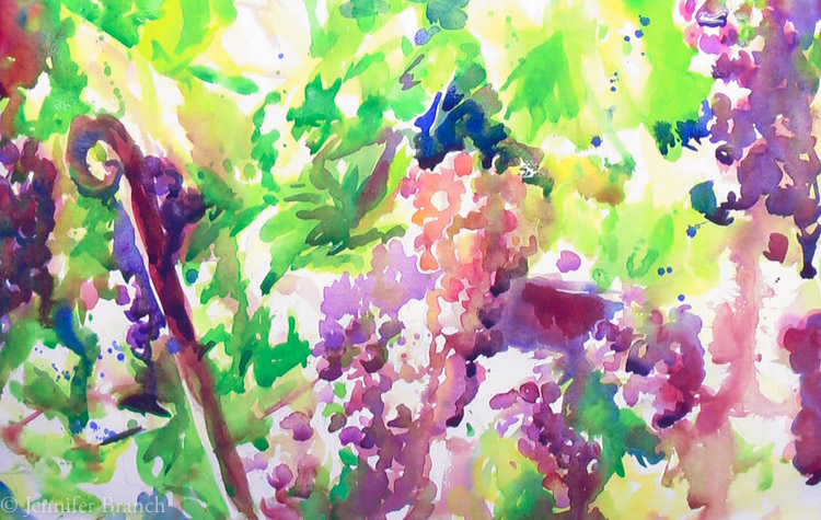 Painting Grape Vines in Watercolor Painting Tutorial 4