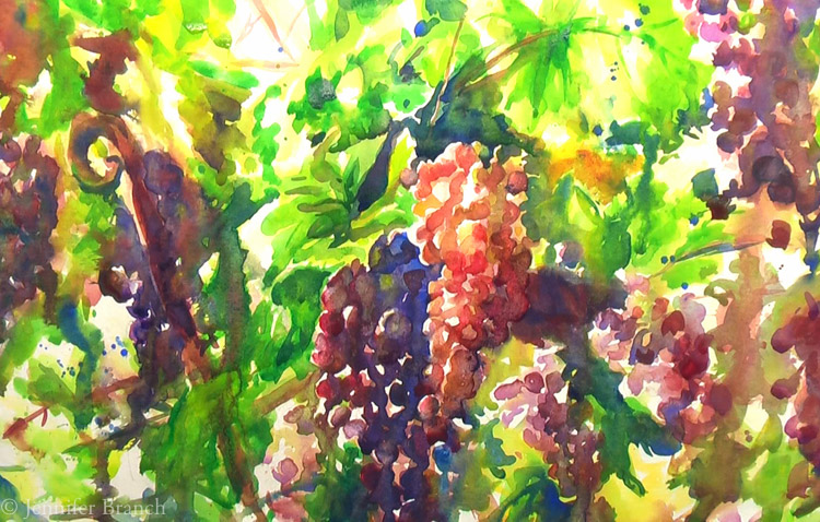 Painting Grape Vines in Watercolor Watercolor Painting Tutorial 7