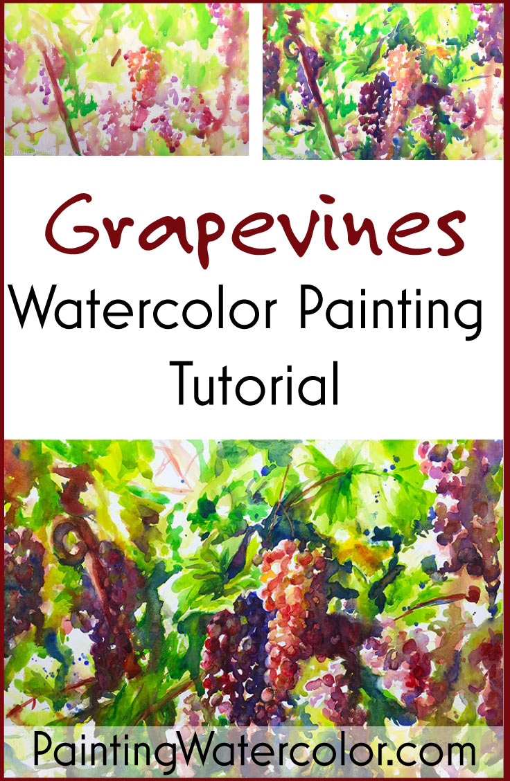 Painting Grape Vines in Watercolor watercolor painting tutorial by Jennifer Branch