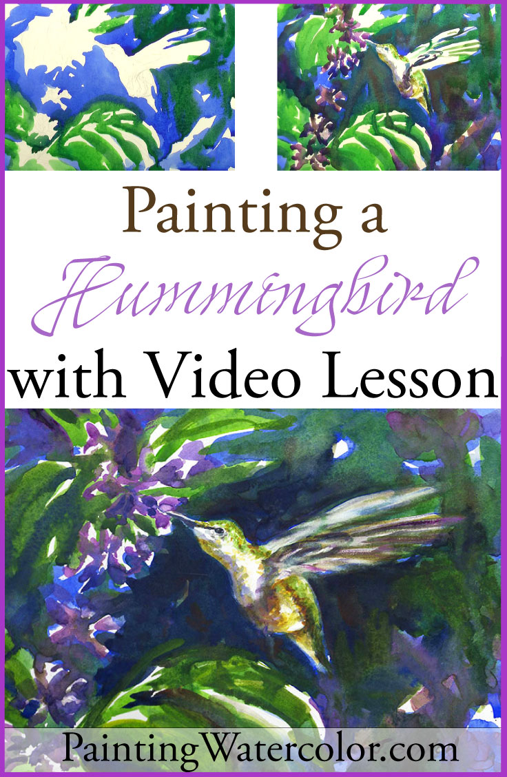 How to Paint a Hummingbird watercolor painting tutorial by Jennifer Branch