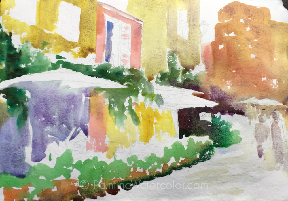 Italian Cafe Painting Tutorial Watercolor Painting Lesson 2