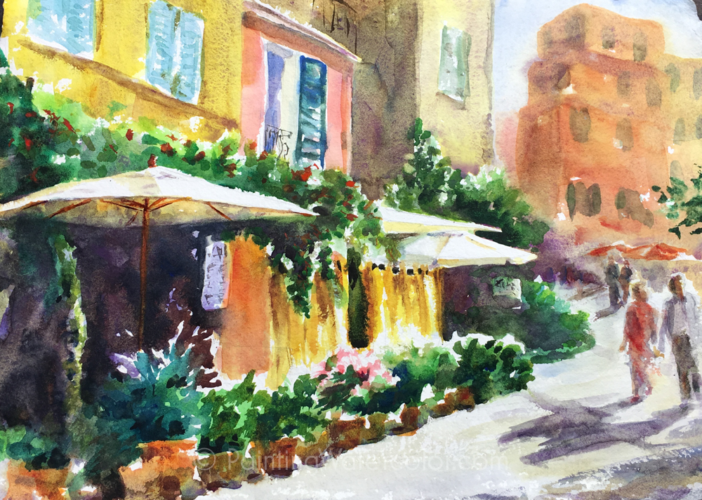 Italian Cafe Painting Tutorial Watercolor Painting Tutorial