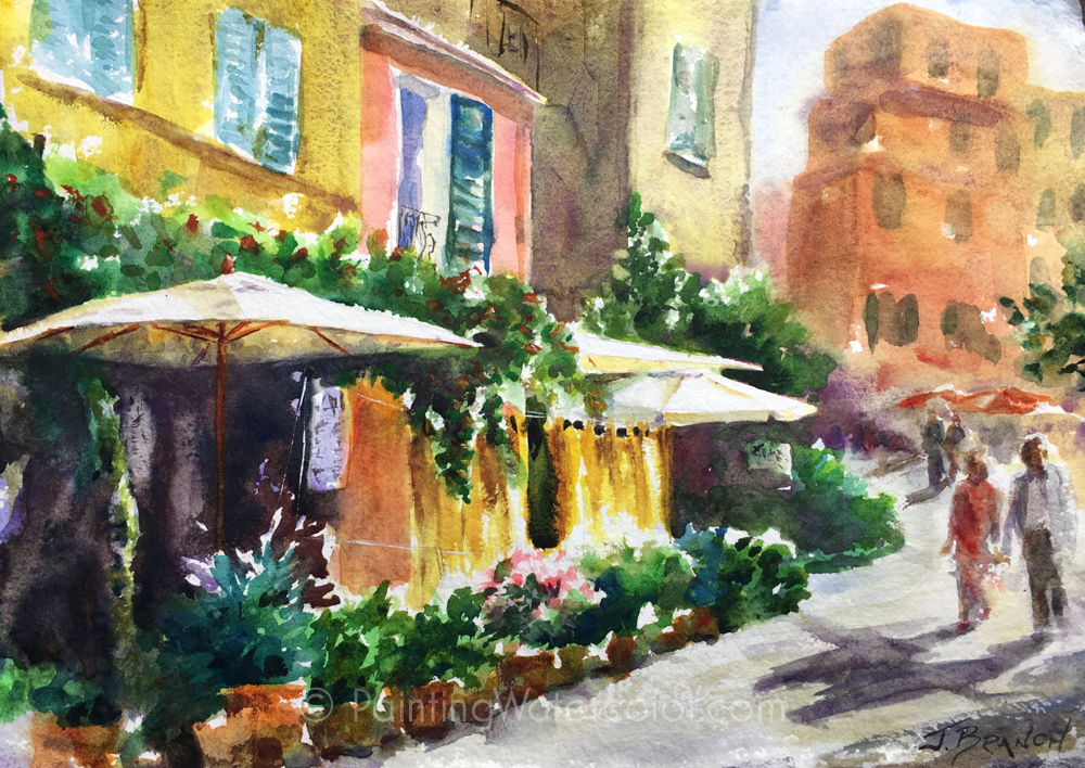 Italian Cafe Painting Tutorial Watercolor Painting Tutorial 7