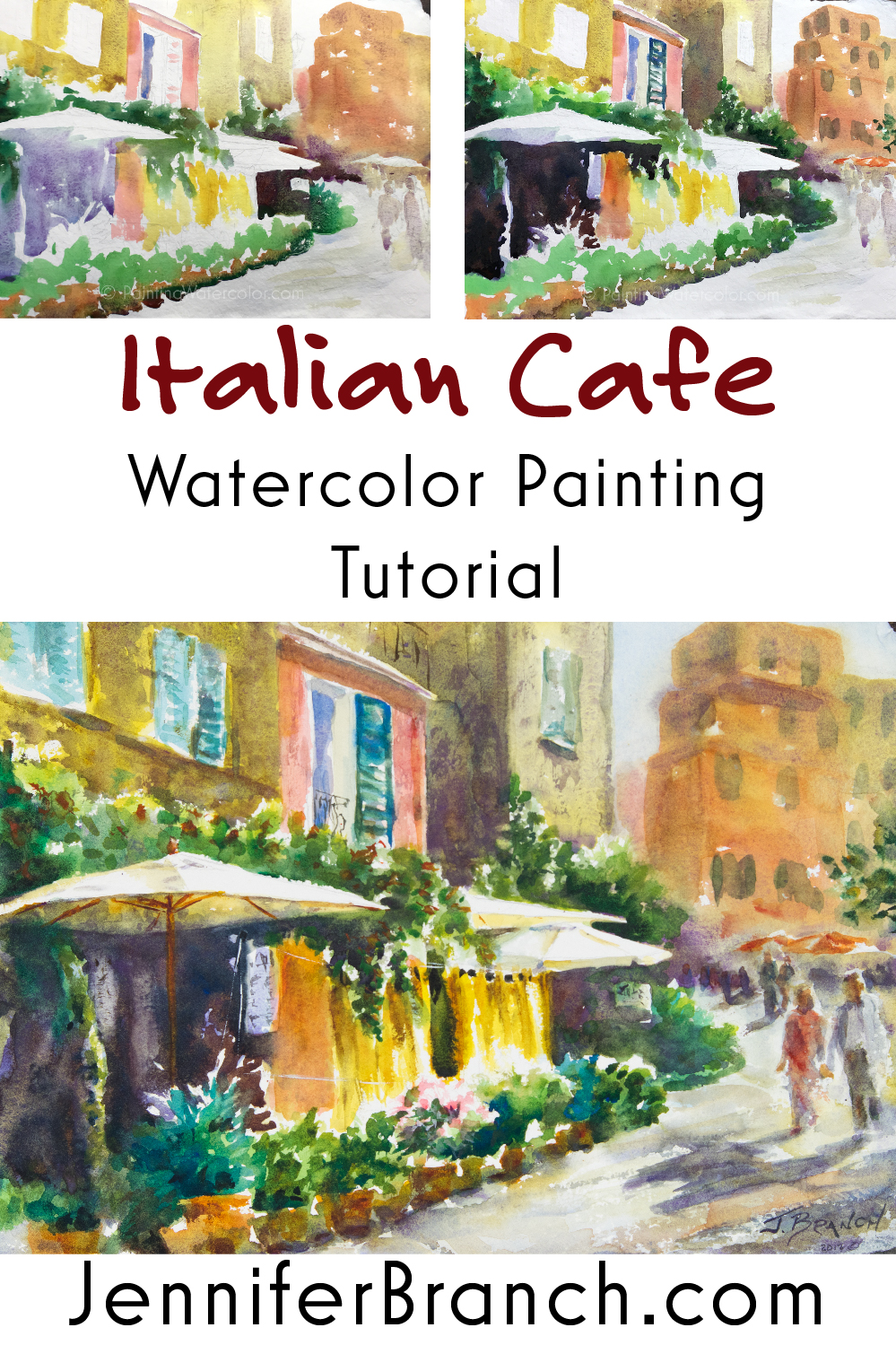 Italian Cafe Painting Tutorial watercolor painting tutorial by Jennifer Branch