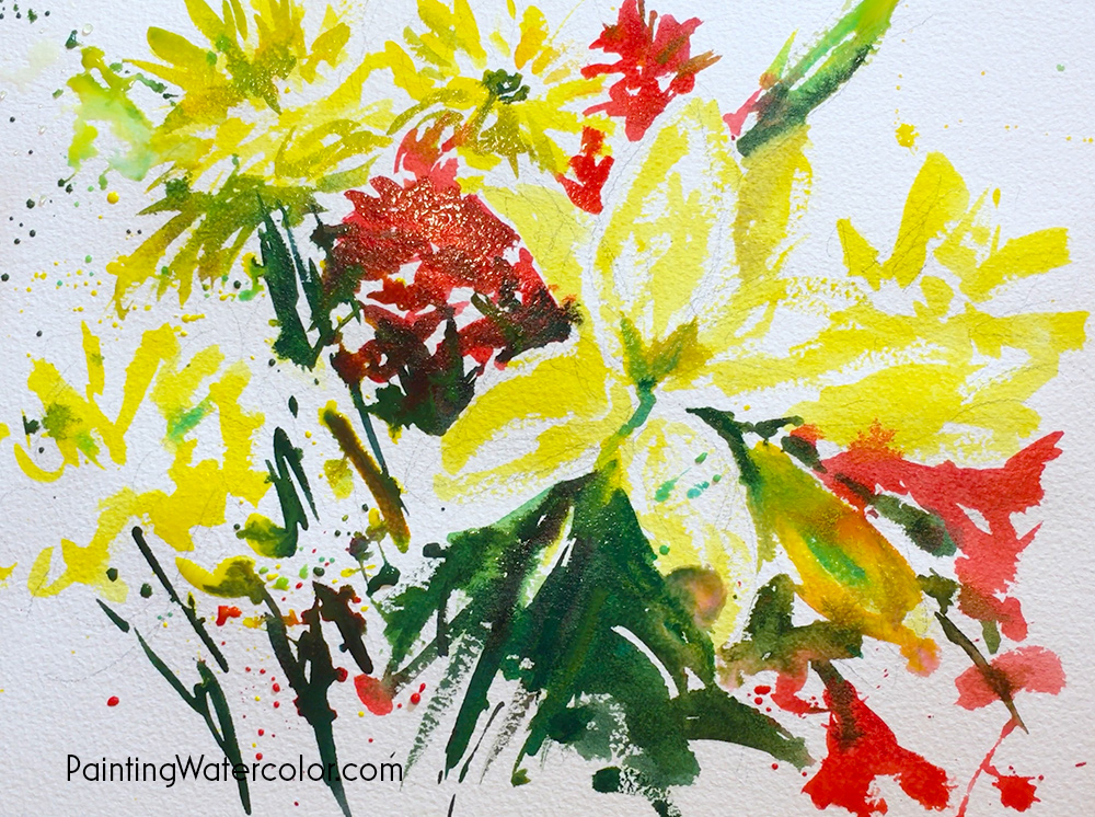 Kitchen Table Flowers Sketch Watercolor Painting Tutorial 6