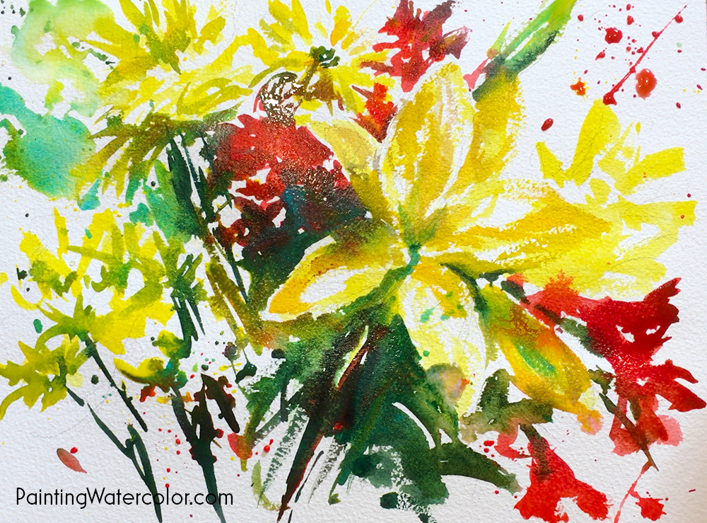 Kitchen Table Flowers Sketch Watercolor Painting Tutorial 7