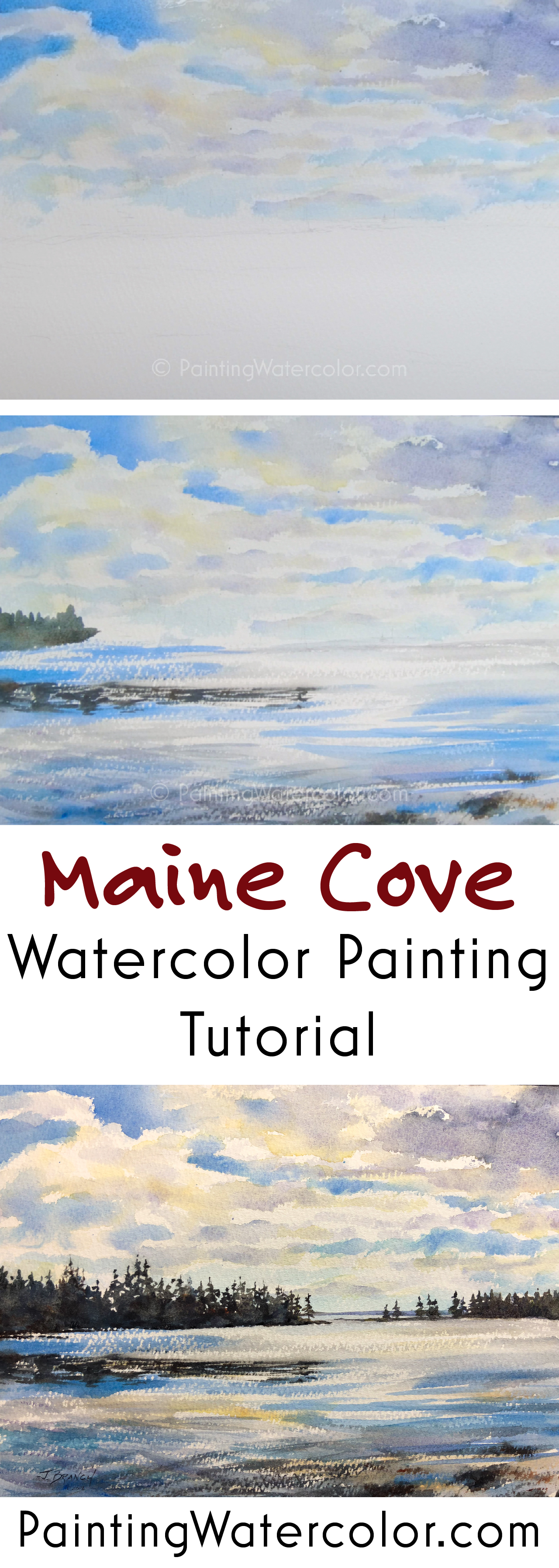 Maine Cove Painting Tutorial watercolor painting tutorial by Jennifer Branch